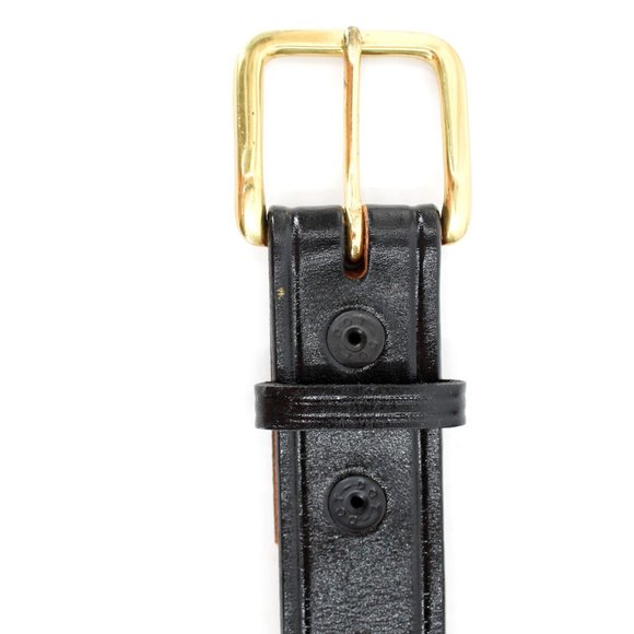 Don Hume Duty Belt Black Leather Brass Buckle Police Snap Buckle Sz 48 Unisex - Picture 5 of 8